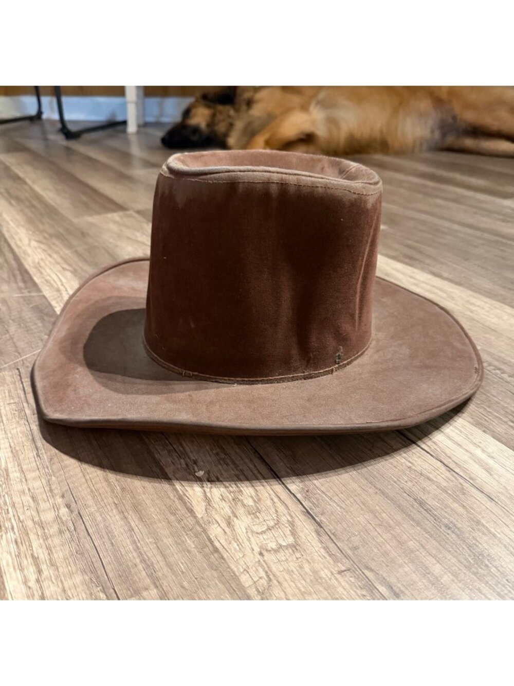 Miller Bros. Western Brown Suede Cowboy Hat With Wide Brim & Satin Lining